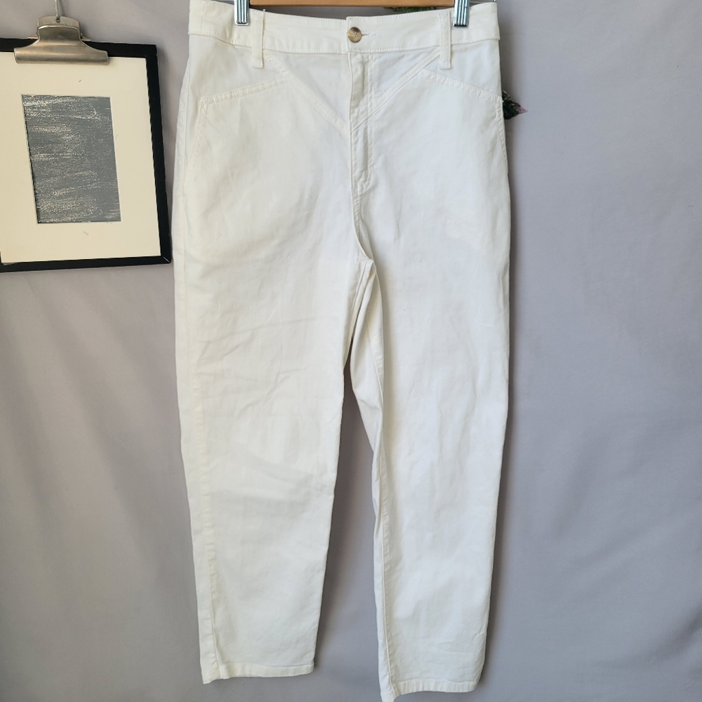 Anthropologie Amadi‎ High Rise Straight Leg Trouser Pant Ivory S